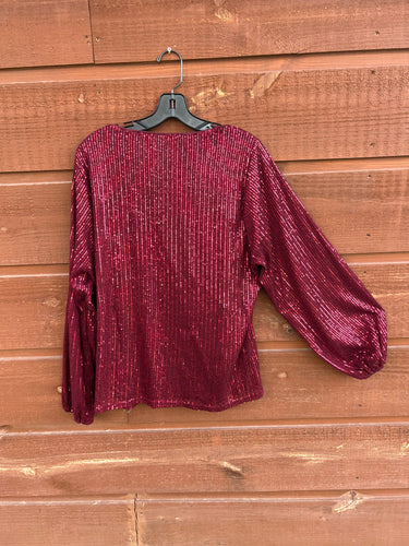 Top Red Sequin Long Sleeve