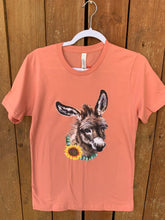 Load image into Gallery viewer, T Shirt - Sunflower Donkey on Sunset