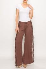 Load image into Gallery viewer, Pants - Black Jersey Knit  Front Tie With Side Lace Panel Cocoa