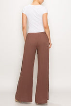 Load image into Gallery viewer, Pants - Black Jersey Knit  Front Tie With Side Lace Panel Cocoa