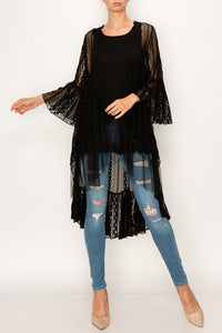 Duster - Lace  and Crochet Cardigan Black