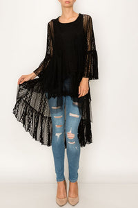 Duster - Lace  and Crochet Cardigan Black