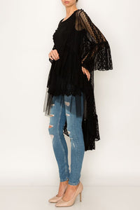 Duster - Lace  and Crochet Cardigan Black