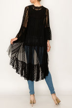 Load image into Gallery viewer, Duster - Lace  and Crochet Cardigan Black