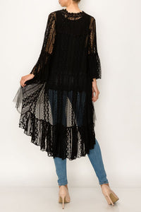 Duster - Lace  and Crochet Cardigan Black