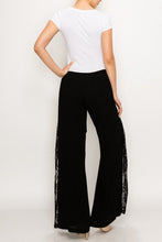 Load image into Gallery viewer, Pants - Black Jersey Knit  Front Tie With Side Lace Panel Black