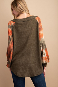 Top - Long Sleeve Olive and Rust