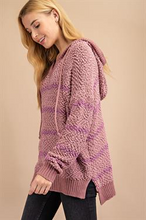 Load image into Gallery viewer, Sweater Mauve w/ Stripe and hoddy