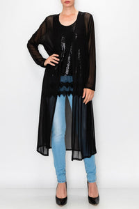 Duster- Long Sleeve Black Mesh