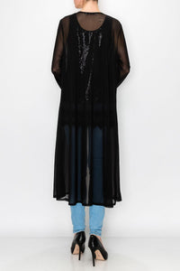 Duster- Long Sleeve Black Mesh