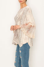 Load image into Gallery viewer, Top Tunic With Bell Sleeve Sublimated Brown and Beige Print