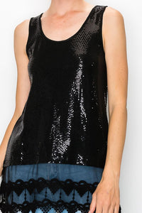 Tank Top- Black Sequin Top