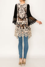 Load image into Gallery viewer, Vest- Long Lace Duster, Ivory &amp; Leopard