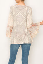 Load image into Gallery viewer, Top Tunic With Bell Sleeve Sublimated Brown and Beige Print