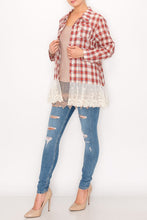 Load image into Gallery viewer, Shirt - Button Up Top with Lace Red Plaid