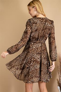 Dress Lg Sleeve, Wrap Leopard