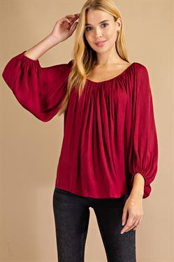 Top Round Neck 3/4 Sleeve Red