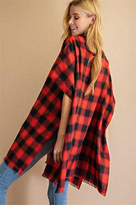 Duster- Open Front Buffalo Plaid Red & Black