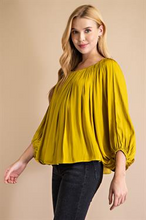 Load image into Gallery viewer, Top Round Neck 3/4 Sleeve Mustard