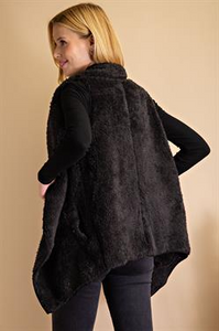 Vest Fluffy Open Front W/Pockets