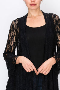 Duster - Long Lace Black  Open Front