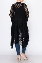 Load image into Gallery viewer, Duster - Long Lace Black  Open Front