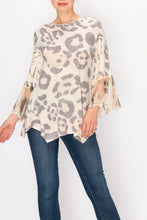 Load image into Gallery viewer, Top- 3/4 Bell Sleeve Tunic Top Leopard Print