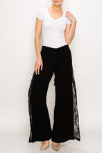 Load image into Gallery viewer, Pants - Black Jersey Knit  Front Tie With Side Lace Panel Black