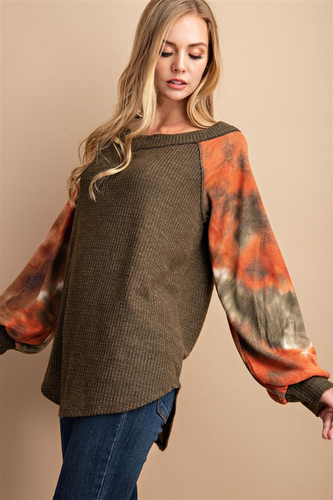 Top - Long Sleeve Olive and Rust